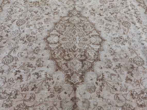 Oversized Wool Rug  9' 5" x 12' 2" // Extra Large Rug, Area Rug, Neutral Oushak Rug, Vintage Rug, Handknotted Rug, Oversized Beige Rug,