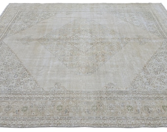 Handmade Vintage Rug 9' 7" x 12' 5" // Vintage Area Rug, Large Muted Rug, Extra Large Rug, Faded Oriental Rug, Living Room Rug ( HOLD)