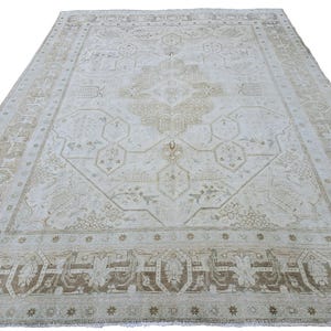 Oversized Oushak Rug 9&#39;7&quot; x 12&#39;7&quot; // Large Area Rug, Muted Neutral Rug, Faded Antique Rug, Large Vintage Rug, Handmade Wool Rug