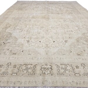 Oushak Area Rug 9&#39; 5&quot;x12&#39; 10&quot; // Vintage Oushak Rug, Large Turkish Rug, Muted Wool Rug, X Large Rug, Vintage Turkish Rug