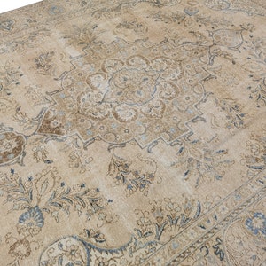 Neutral Area Rug 9&#39;6&quot; x 12&#39;9&quot; // Muted Wool Rug, Oversized RUg, Palace RUg, MUted Rug, Large Oushak Rug, Turkish Vintage Rug