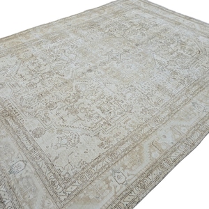 Extra Large Heriz Pattern Rug 9&#39;7&quot; x 12&#39;5&quot; // Vintage Turkish Rug, Muted Wool Rug, Large Oushak Rug, Vintage Turkish Rug, Oversized Rug