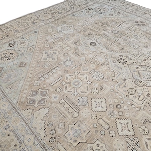 Oversized Handmade Rug 9&#39;9&quot; x 12&#39;6&quot; // X Large Oushak Rug, Vintage Turkish Rug, Neutral Area Rug, Large Muted Rug, Rug For Living Room