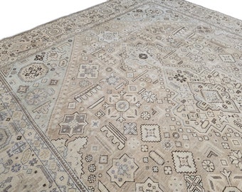 Oversized Handmade Rug 9'9" x 12'6" // X Large Oushak Rug, Vintage Turkish Rug, Neutral Area Rug, Large Muted Rug, Rug For Living Room