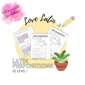 Latin Worksheet Prepositions CE Level 1, printable pdf, vocabulary building