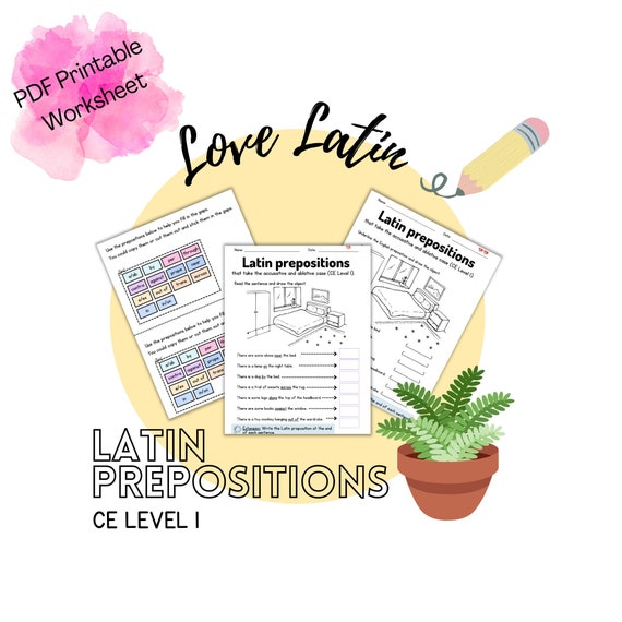Latin Worksheet Prepositions CE Level 1, printable pdf, vocabulary building