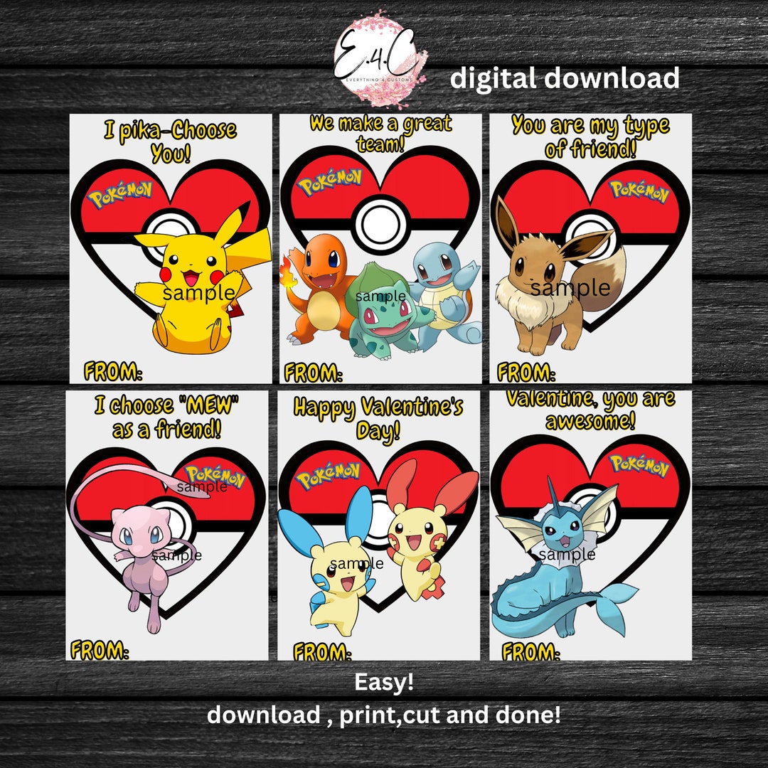 Pokemon Valentine's Day Cards, Valentine's Day Cards for Kids ...