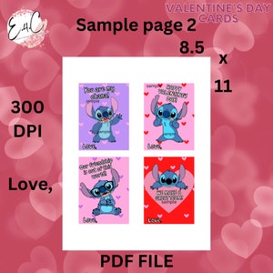 Stitch Valentine's Day Cards, Valentine's Day Cards for Kids, Classroom ...
