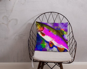 Abstract Rainbow Trout Throw Pillow