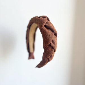 Braunes Stirnband in normal Größe, handgefertigtes Haarband geflochten, eleganter und klassischer Haarschmuck, haarreif geflochten, geflochtenes Stirnband.