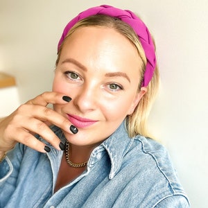 Pink regular sized headband, fuchsia color twisted handmade hairband, classic twisted headband, haarreif geflochten, fuchsia headband