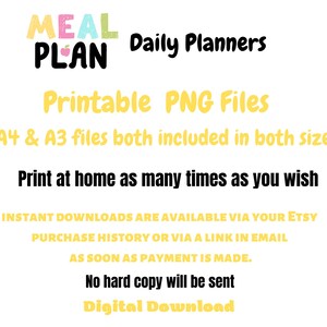 Meal Plan Printable Sheet, A4 &amp; A3 Sheets. Progress Not Perfection - Etsy