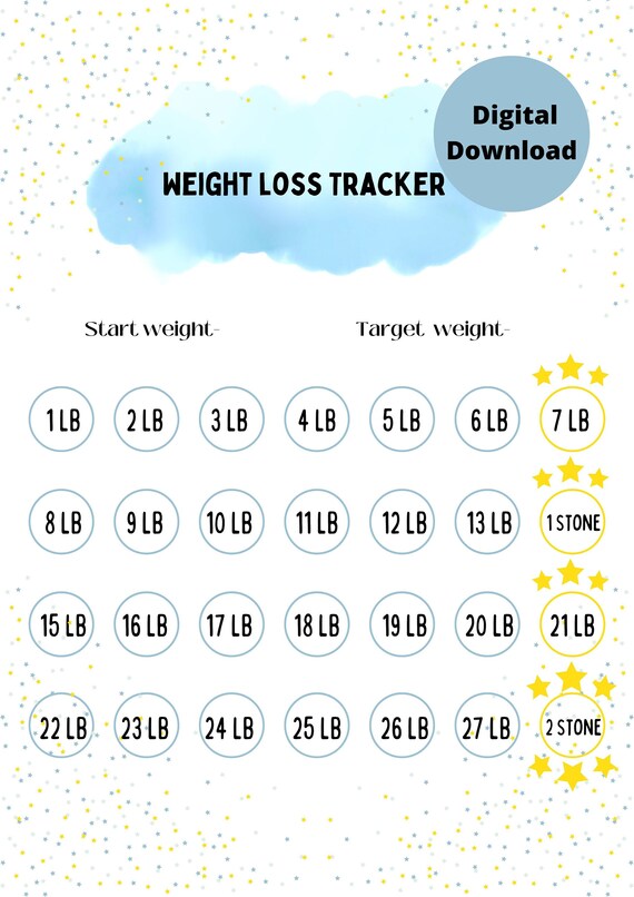 Pretty Printable Weight Loss Tracker Weight Loss Goal - Etsy