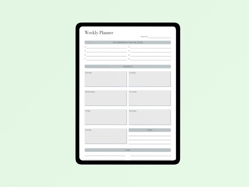 Printable Minimalist Weekly Planner | Fillable PDF | Weekly Schedule ...