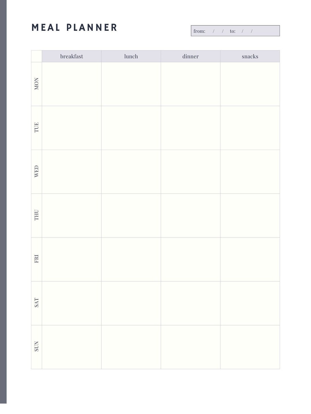 Minimalist Weekly Meal Planner | INSTANT DOWNLOAD | Meal Tracker ...