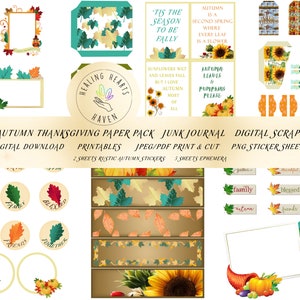 RUSTIC AUTUMN Junk Journal Digital Scrapbooking Ephemera Add On (Digital Download, You Print At Home: pdf jpeg png printables)