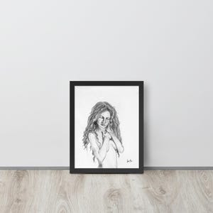 Pencil Drawing Woman Framed poster