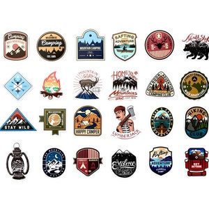 Happy Camper,matte Oberfläche,24er-Pack Aufkleber,Nord Style,Rafting,Outdoor,Abenteuer,wasserdicht,hochwertig,Wasserflasche,Auto,Vinyl Sticker