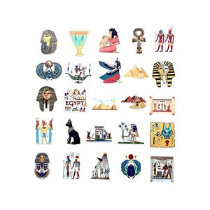 Antiguo Egipto 25 Piezas Pegatina, Pirámide, Esfinge, Faraón, Impermeable, Vinilo, Botellas de Agua, Ordenador Portátil, Maleta Equipaje, Taza, Móvil, Monopatín
