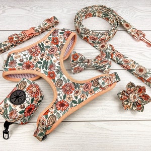 Dog Harness, Dog Collar and Leash, Dog Bow Tie Collar, Dog Flower Collar, Poop Bag, Dog Collar Custom