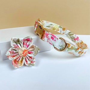 Personalisierte Blumen Hundehalsband, Hundehalsband Blumen, graviertes Hundehalsband mit Namen, Hundehalsband Leine Set, Hundehalsband Mädchen Bild 1