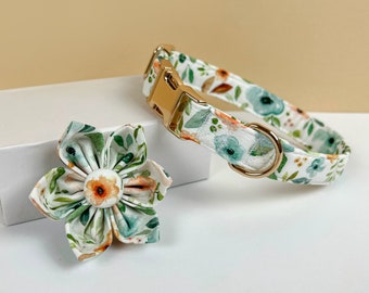 Personalized Floral Dog Collar: Engraved Name, Flower Accent