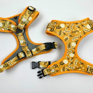 Floral Dog Harness Set: Custom Collar & Leash, No-Pull Vest image 3