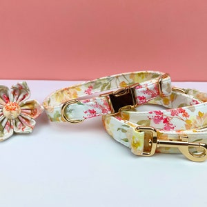 Personalisierte Blumen Hundehalsband, Hundehalsband Blumen, graviertes Hundehalsband mit Namen, Hundehalsband Leine Set, Hundehalsband Mädchen Bild 5