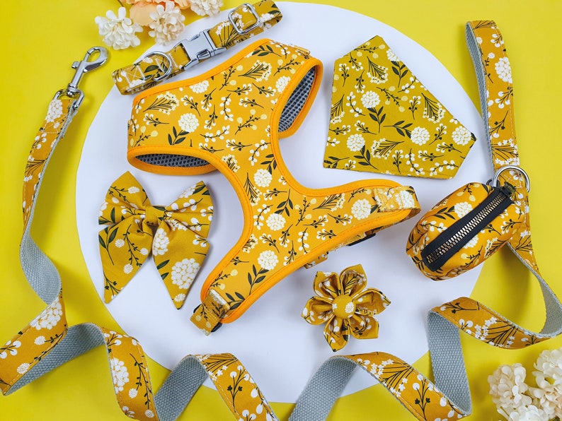 Dog Harness Set Puppy Harness Dog Collar and Leash Cute Etsy