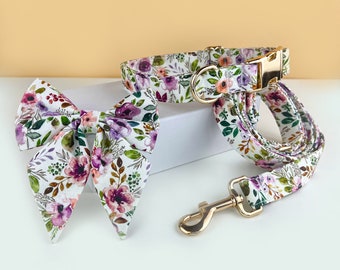 Personalized Dog Collar, Dog Collar Girl, Dog Collar Bow, Dog Collar and Leash, Dog Collar Charm, Dog Lady Bow, Sailor Bow