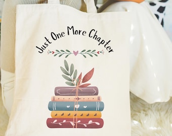 Just One More Chapter Canvas Tote Bag, Book Lover Gift