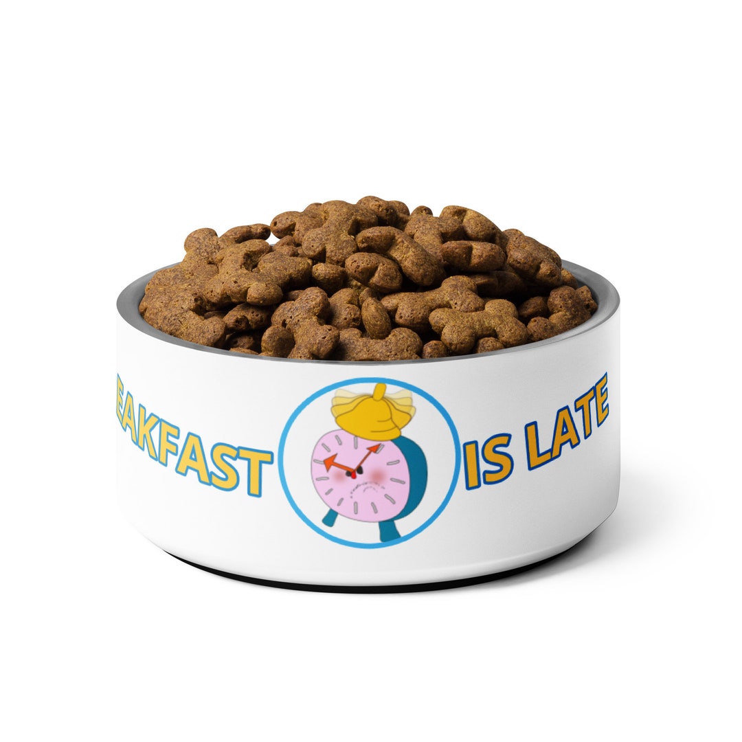 Breakfast is Late Dog Bowl Funny Bowls Cute Bowls Stainless Etsy