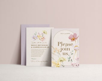 Carolina Invite • Double-Sided • Editable Wedding Invitation Template • Floral | Whimsical | Dreamy