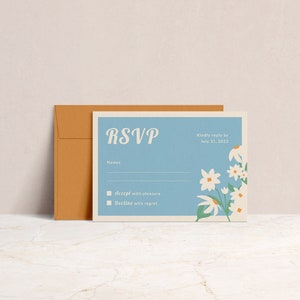 Las Flores RSVP Single-Side Editable Wedding RSVP Template Modern Whimsical Floral image 1
