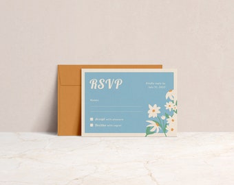 Las Flores RSVP • Single-Side • Editable Wedding RSVP Template • Modern | Whimsical | Floral
