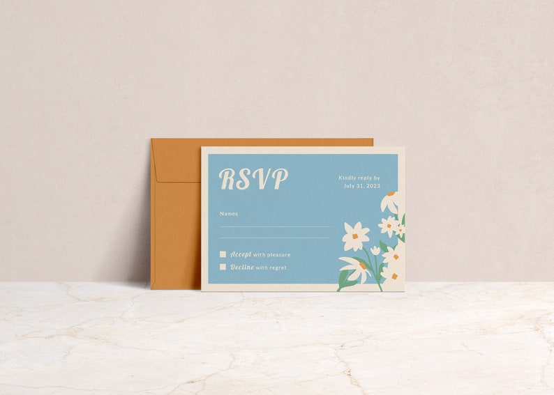 Las Flores RSVP Single-Side Editable Wedding RSVP Template Modern Whimsical Floral image 1