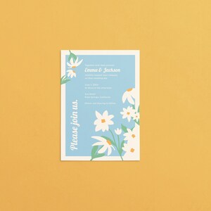 Las Flores Invite Single-Side Editable Wedding Invitation Template Modern Minimalistic Daisy Floral image 4