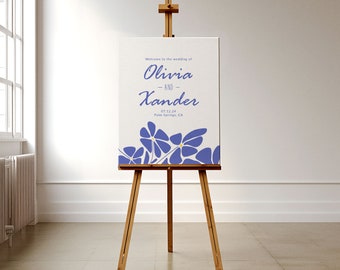 Cantor Wedding Welcome Sign • Double-Sided • Editable Wedding Template • Mid Century | Contemporary | Floral