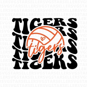 Tigers Volleyball SVG PNG, Tigers svg, Stacked Tigers svg,Tigers Cheer svg,Tigers Mascot svg,Tigers Mom svg,Tigers Shirt svg,Volleyball Mom