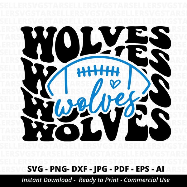 Wolves Football SVG PNG, Wolves svg,Stacked Wolves svg,Wolves Mascot svg,Wolves Cheer svg,Wolves Mom svg,Wolves Shirt svg,Wolves PNG,Cricut