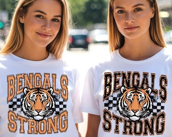 Paquete PNG de la mascota a cuadros de los Bengals, diseño para el día del partido (descarga digital)