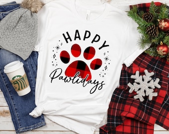 Happy Pawlidays SVG,Buffalo Plaid Paw svg, Dog Christmas svg,Plaid Dog svg,Christmas Plaid Dog svg,Christmas Shirt svg,Cricut svg,Silhouette