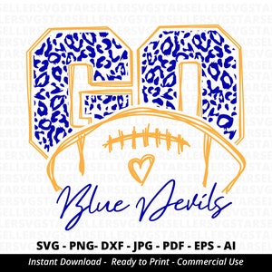 Go Blue Devils Football SVG,Blue Devils svg,Go Leopard Blue Devils svg,Blue Devils Mascot svg,Blue Devils Pride svg,Blue Devils Cheer,Cricut