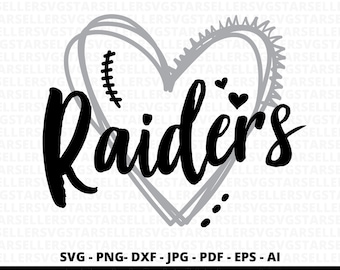 Raiders Heart SVG PNG, Raiders Football Shirt Design, Mascot Cheer SVG Cut File, School Spirit Cricut File for Game Day Fans