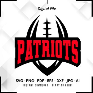 Patriots SVG PNG, Patriots Football svg, Patriots Mascot svg, Patriots Shirt svg, Patriots Cheer svg, School Spirit svg, Patriots Pride svg