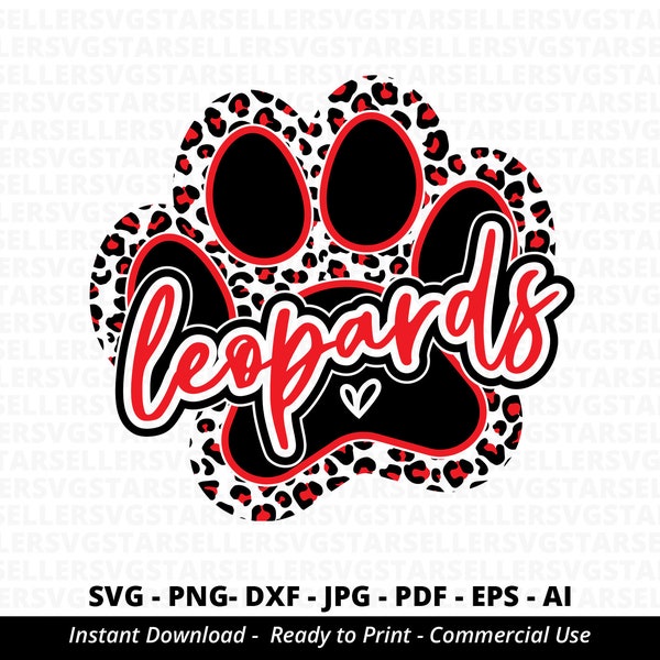 Leopards Paw SVG PNG, Leopards svg,Leopards Shirt svg,Leopards Cheer svg,Leopards Mascot svg,Leopards Mom svg, Football Mama svg,Cricut