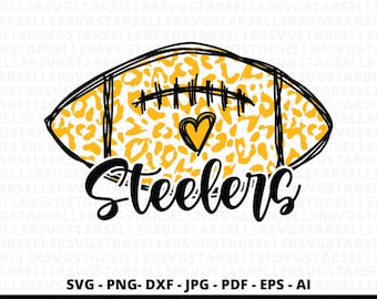 Steelers Football Heart SVG, Game Day Cut File (Digital Download)