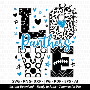 Love Panthers SVG, Cheer Team Spirit (Digital File)