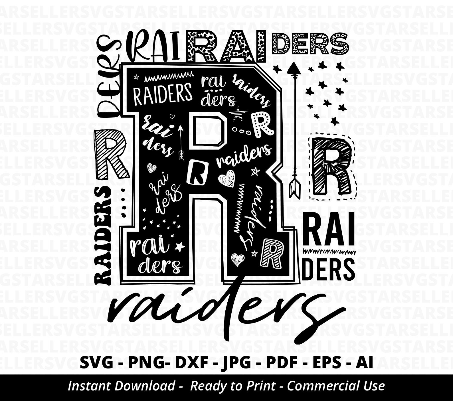 Raiders Typography SVG, Football Mascot, School Spirit (digital File ...