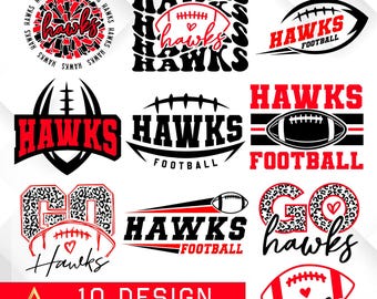 Hawks Fußball SVG PNG Bundle, Sport Mannschaft Schnittdateien (Digitaler Download)
